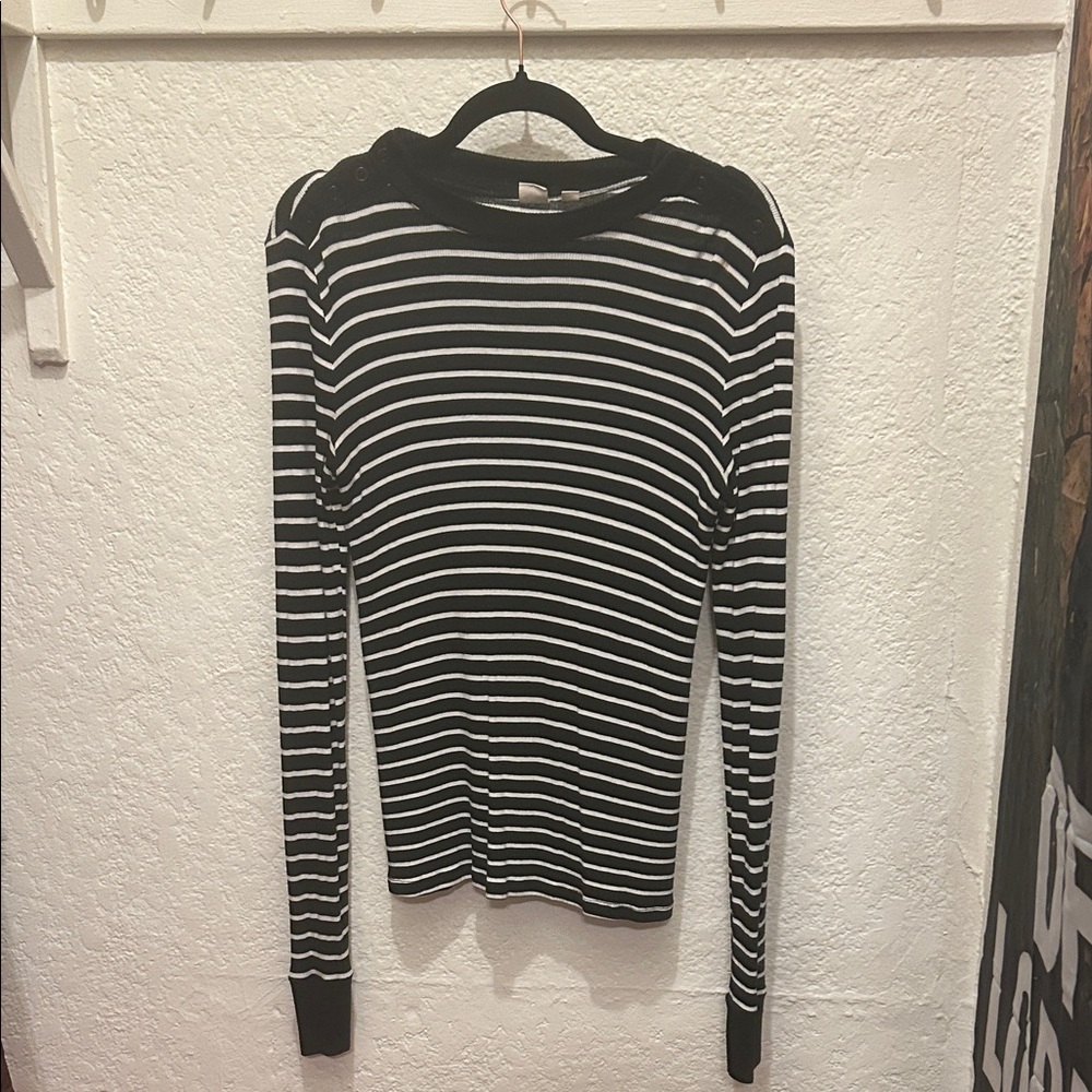 Black and White Striped Women's Top